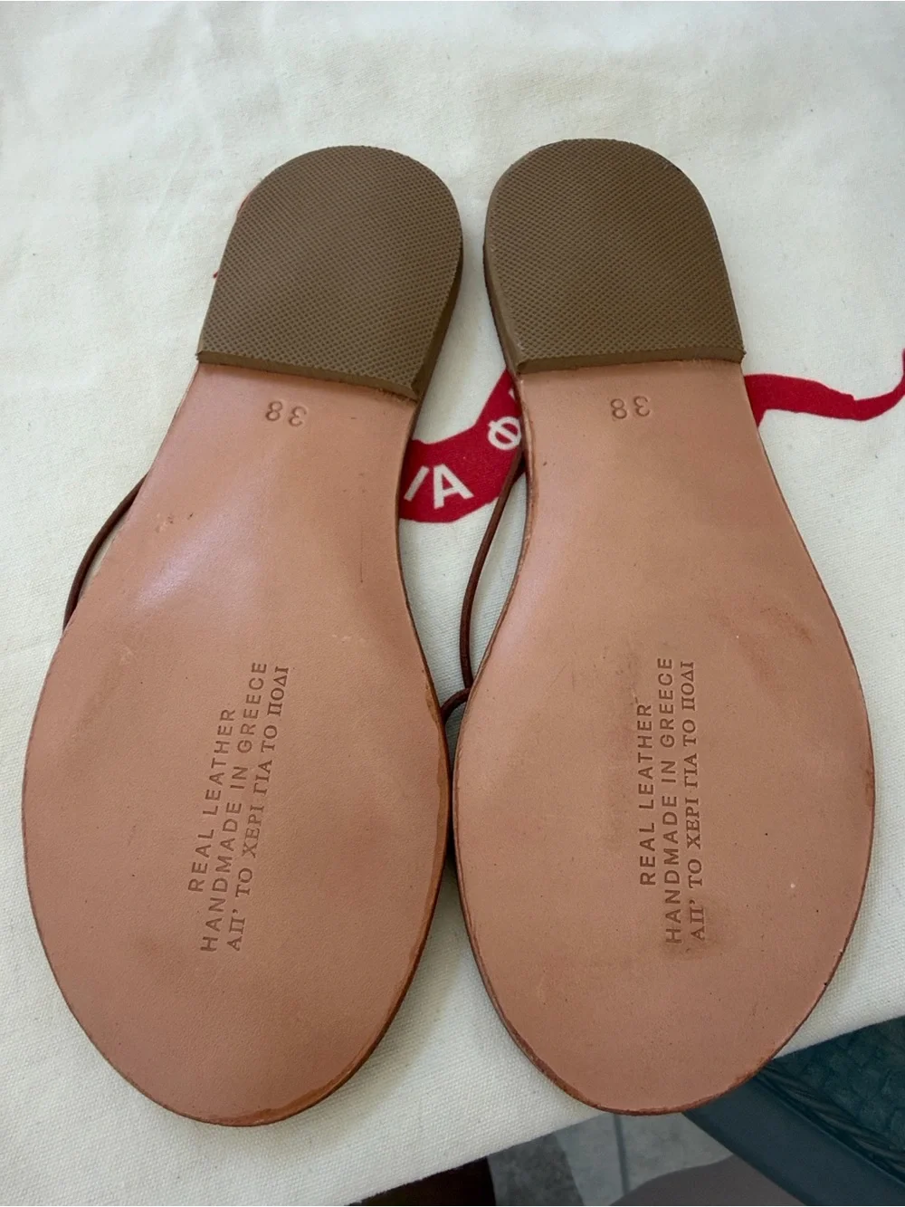 Tan Leather Bow-Strap Slide Sandals - Picture 4 of 10